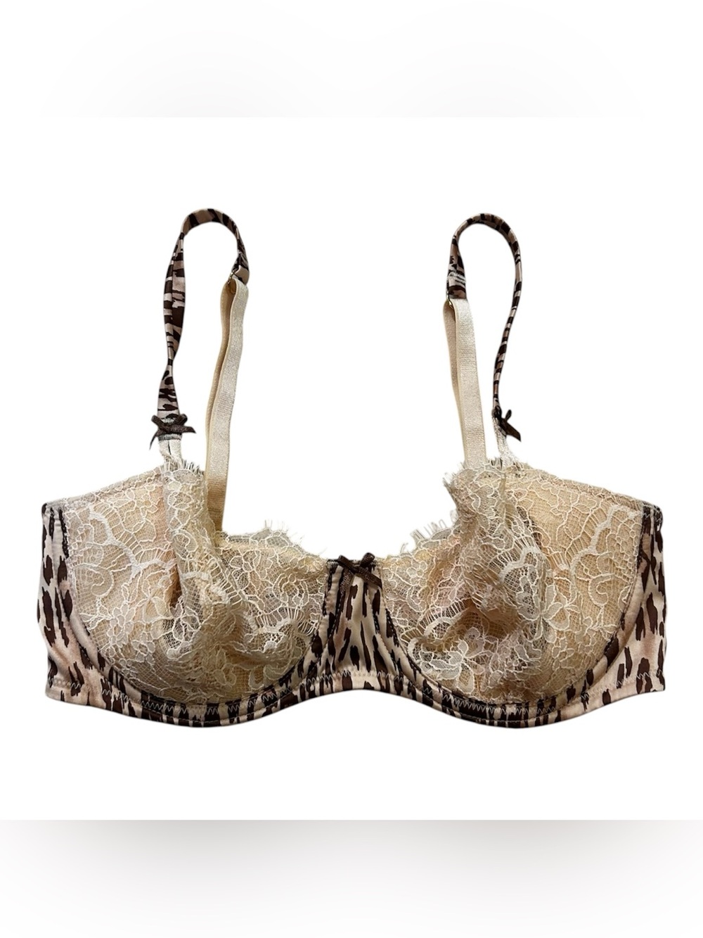 Victoria's Secret Dream Angels Push-up No Padding Bra 32D Lace Leopard NEW